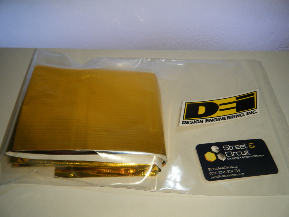 DEI Reflect-A-GOLD 30cm x 30cm Sheet - 450C MAX - Reflects Heat From Electrics/Pipes/Hoses/Battery - *BULK* Packaging See Photo