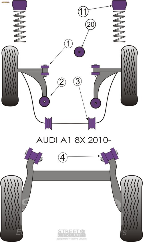 Ελατήριο/Αμορτισέρ - Audi A1 8X (2010-) - Powerflex Σινεμπλόκ Πολυουρεθάνης