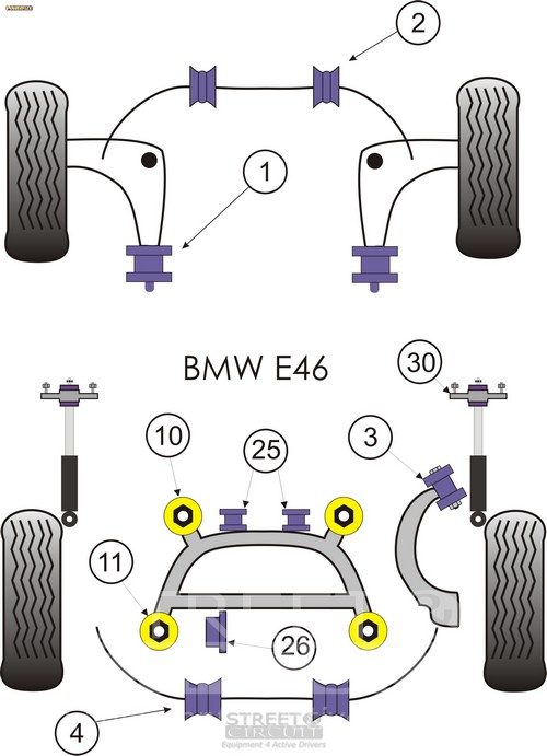 Ψαλίδι/Ανάρτηση - BMW E46 3 Series - Powerflex Σινεμπλόκ Πολυουρεθάνης